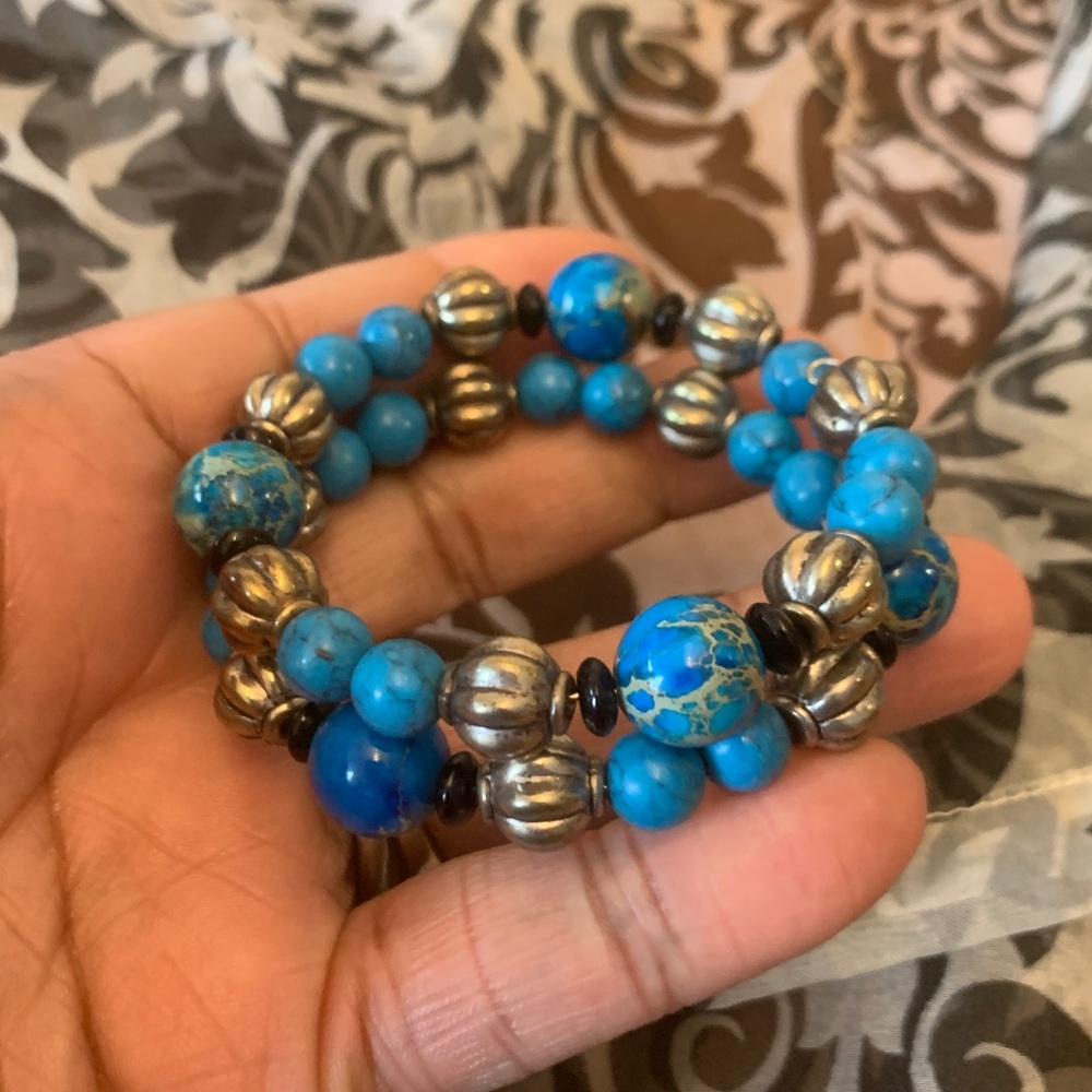 Stone And Silver Wrap Bracelet